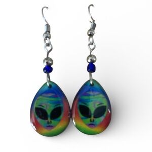 Colorful Alien Face Drop Earrings
